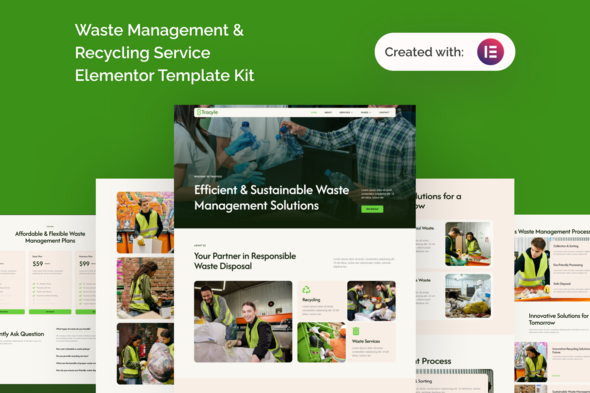 Tracyle - Waste Management & Recycling Service Elementor Template Kit Tracyle - Waste Management & Recycling Service Elementor Template Kit