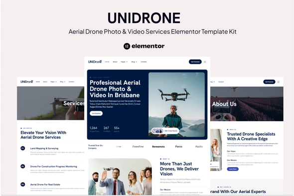 Unidrone - Aerial Drone Photo And Video Services Elementor Template Kit Unidrone - Aerial Drone Photo And Video Services Elementor Template Kit