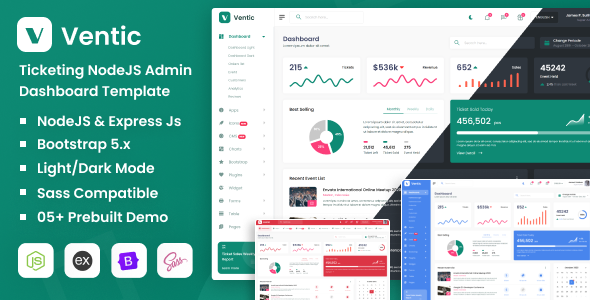 Ventic - Node Js Ticketing Admin Dashboard Template Ventic - Node Js Ticketing Admin Dashboard Template