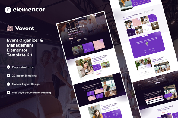 Vevent - Event Planner & Organizer Elementor Template Kit Vevent - Event Planner & Organizer Elementor Template Kit