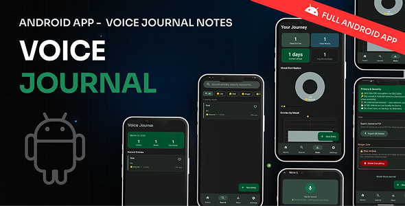 Voice Journal - Offline AI Voice Diary with Mood Detection & Encryption (Android) Voice Journal - Offline AI Voice Diary with Mood Detection & Encryption (Android)
