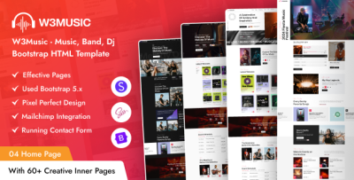 W3Music - Music, Band, DJ Bootstrap HTML Template