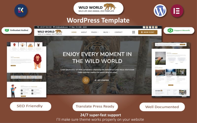 Wild World - Wild Life, Animal Zoo, Reptile & Photography Template Wild World - Wild Life, Animal Zoo, Reptile & Photography Template