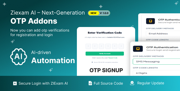 Ziexam AI - OTP Authentication Addon Ziexam AI - OTP Authentication Addon