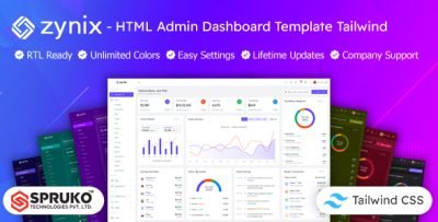 Zynix - HTML Admin Dashboard Template Tailwind