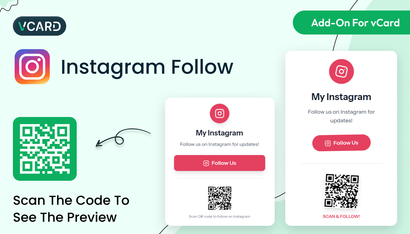 Instagram Follow - vCard SaaS Add-On Instagram Follow - vCard SaaS Add-On