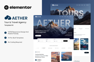 Aether - Tour & Travel Agency Elementor Template Kit