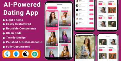 AI-Powered Dating Flutter App Template - Smart Matchmaking & Chat (Tinder-Like)
