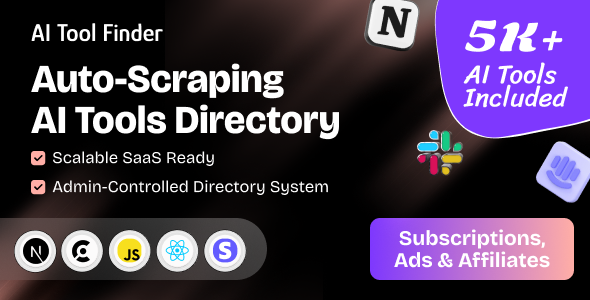 AI Tools Finder – Auto-Scraping AI Directory with 5,000+ Tools, Subscriptions, Ads & Affiliates AI Tools Finder – Auto-Scraping AI Directory with 5,000+ Tools, Subscriptions, Ads & Affiliates