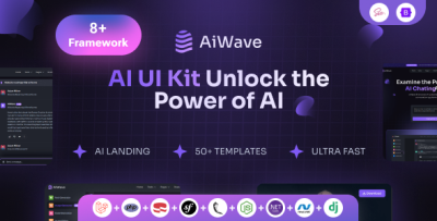 Aiwave - Laravel, PHP, ASP .NET, MVC .NET, Django, Flask, Symfony AI SaaS Website + Dashboard UI Kit