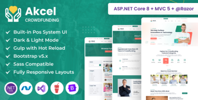 Akcel - Crowdfunding & Charity ASP.NET Core & MVC Bootstrap Template