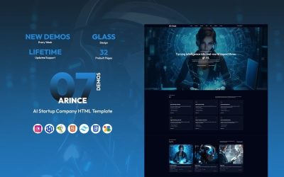 Arince - AI Startup Company HTML Template - Tailwind CSS - Glass Design