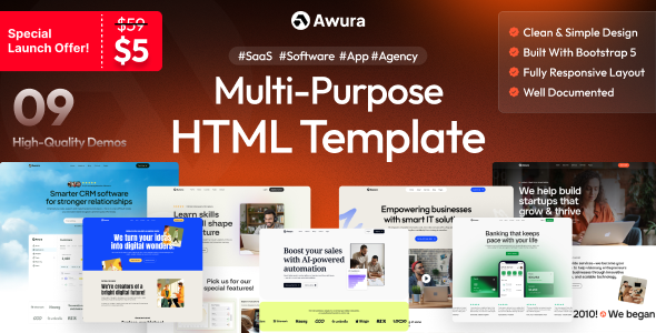 Awura - SaaS & Startup Html Template Awura - SaaS & Startup Html Template