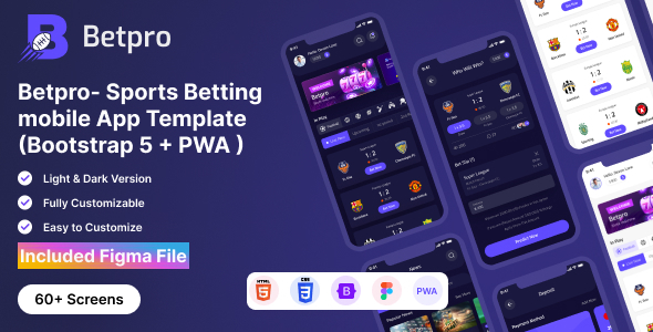 Betpro- Sports Betting Mobile App Template With Figma UI Betpro- Sports Betting Mobile App Template With Figma UI