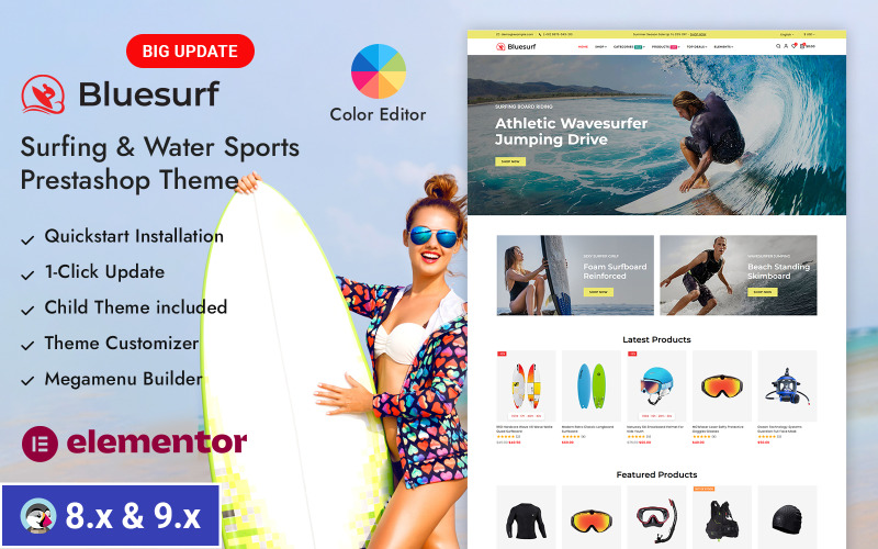 Bluesurf - Surfing & Water Sports Store Prestashop Responsive Theme Bluesurf - Surfing & Water Sports Store Prestashop Responsive Theme