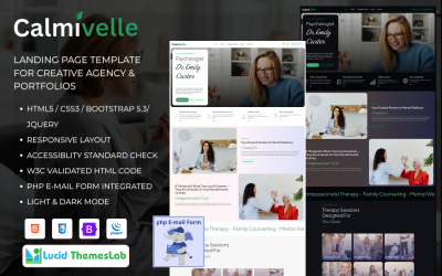 Calmivelle - Landing Page Template for Consultant, Therapist and Hospital Professionals