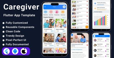 Caregiver | Caregiver Flutter App Template | Caretaker App | Caren For Caregiver Flutter App UI Kit