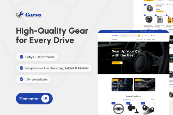 Carvo - Auto Parts Store & Accessories Elementor Pro Template Kit Carvo - Auto Parts Store & Accessories Elementor Pro Template Kit
