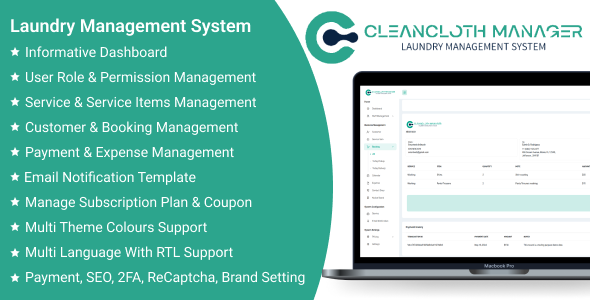 CleanCloth Manager SaaS - Laundry Management System CleanCloth Manager SaaS - Laundry Management System