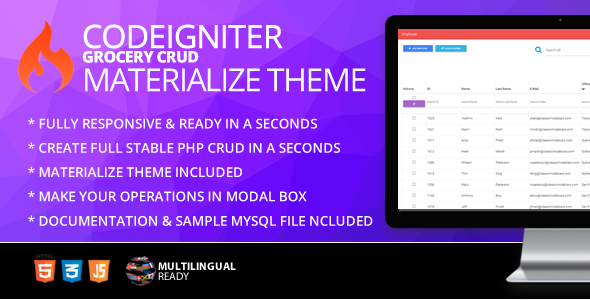 CodeIgniter Grocery CRUD Materialize Theme CodeIgniter Grocery CRUD Materialize Theme