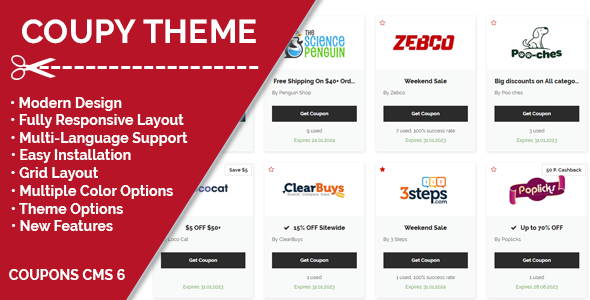 Coupy Theme for Coupons CMS Coupy Theme for Coupons CMS