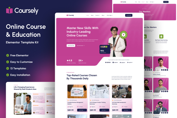 Coursely - Online Course & Education Elementor Template Kit Coursely - Online Course & Education Elementor Template Kit