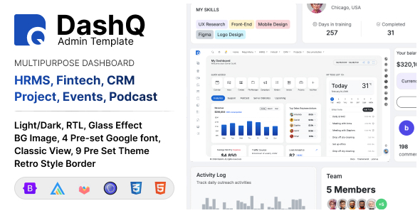 DashQ - Multipurpose Bootstrap 5 Dashboard Admin & HTML Template DashQ - Multipurpose Bootstrap 5 Dashboard Admin & HTML Template