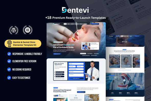 Dentevi – Dentist & Dental Clinic WordPress Elementor Template Kit Dentevi – Dentist & Dental Clinic WordPress Elementor Template Kit