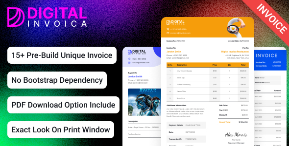 Digital Invoica - Invoice HTML Template for Ready to Print Digital Invoica - Invoice HTML Template for Ready to Print