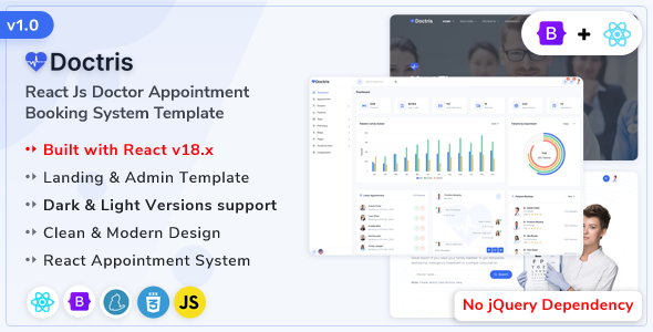 Doctris - ReactJS Doctor Appointment Booking System & Admin Dashboard Template Doctris - ReactJS Doctor Appointment Booking System & Admin Dashboard Template