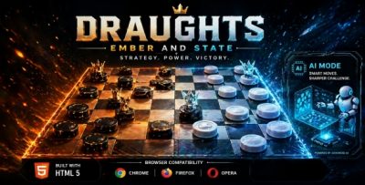 Draughts Ember & Slate | HTML5 Game With AI and PvP