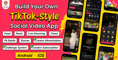 DTTrends - TikTok Clone | Reels, Live Streaming, PK Battle, Story, Feed, Chat | Flutter App