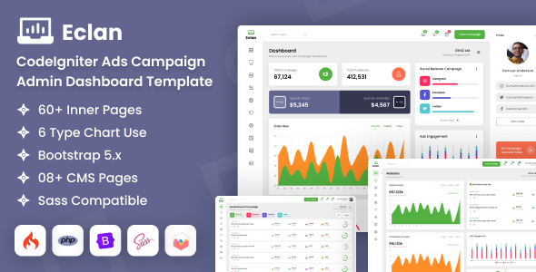 Eclan - CodeIgniter Ads Campaign Admin Dashboard Template Eclan - CodeIgniter Ads Campaign Admin Dashboard Template