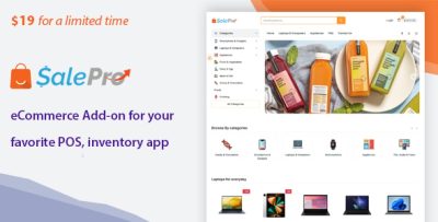 eCommerce add-on for SalePro POS, inventory management app with page builder