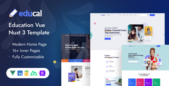 Educal - Online Learning and Education Vue Nuxt 3 Template Educal - Online Learning and Education Vue Nuxt 3 Template