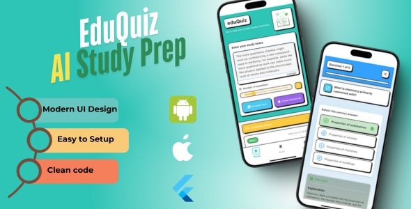 EduQuiz AI - Flutter Smart Exam Prep, Flashcards & Quiz App for Android & iOS EduQuiz AI - Flutter Smart Exam Prep, Flashcards & Quiz App for Android & iOS
