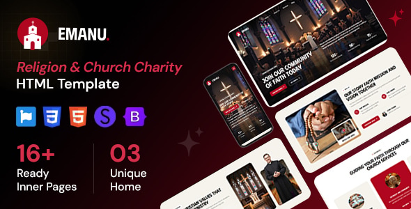 Emanu - Church Religion HTML Template Emanu - Church Religion HTML Template