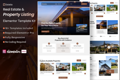 Estatia - Real Estate & Property Listing Elementor Pro Pro Template Kit
