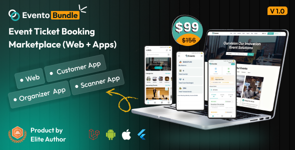 Evento Bundle - Event Ticket Booking Marketplace (Multivendor) - Laravel Web + Flutter Mobile Apps Evento Bundle - Event Ticket Booking Marketplace (Multivendor) - Laravel Web + Flutter Mobile Apps