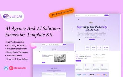 EvmoAI - AI Agency & AI Solutions Elementor Template Kit