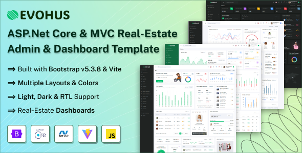 Evohus - ASP.Net Core & MVC Real-Estate Admin & Dashboard Template Evohus - ASP.Net Core & MVC Real-Estate Admin & Dashboard Template