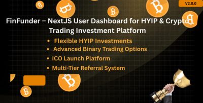FinFunder - NextJS User Dashboard for Matrix & HYIP Investments with Crypto Trading