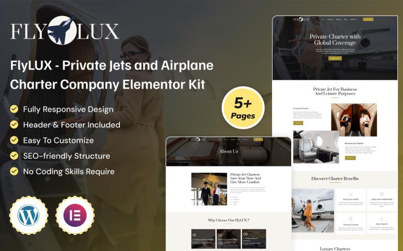 FlyLUX - Private Jets and Airplane Charter Company Elementor Kit FlyLUX - Private Jets and Airplane Charter Company Elementor Kit