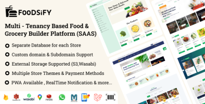 FOODSIFY - Multitenancy Based Food  Grocery & E-commerce Builder Platform (SAAS)
