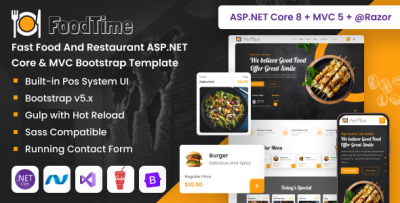 FoodTime - Fast Food And Restaurant ASP.NET Core & MVC Bootstrap Template