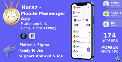 Fun Mobile Messenger App | UI Kit | Flutter | Figma FREE | Life Time Update | Horaz