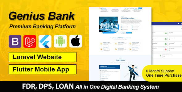 Genius Bank - Digital Banking System with Flutter Mobile Apps Bundle Genius Bank - Digital Banking System with Flutter Mobile Apps Bundle