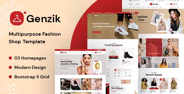 Genzik - Clean Fashion Ecommerce Site Template Genzik - Clean Fashion Ecommerce Site Template