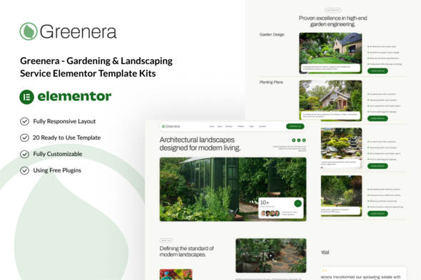Greenera - Gardening & Landscaping Service Elementor Template Kits Greenera - Gardening & Landscaping Service Elementor Template Kits