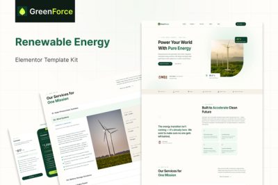 GreenForce - Renewable Energy & Solar Panel Elementor Template Kit